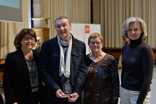 Martine Aubry, Olivier Houyoux, Marcelle Myszkowski, Florence Bobillier, lors des Trophées de l'engagement 2017 à Lille